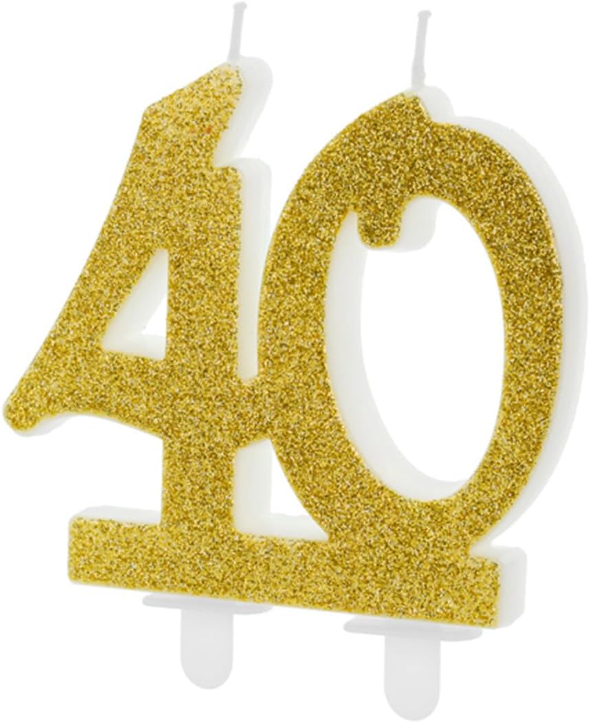 Geburtstagskerze Glitter Gold - 10 cm | Ziffer ''40''
