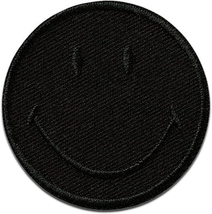 Mono Quick Smiley Schwarz - Aufnäher, Bügelbild, Aufbügler, Applikationen, Patches, Flicken, zum aufbügeln, Größe: 5 x 5 cm