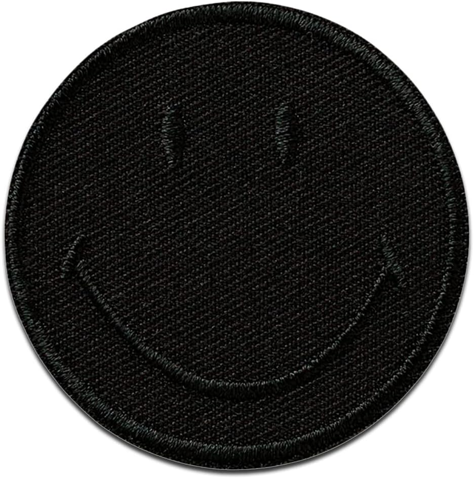 Mono Quick Smiley Schwarz - Aufnäher, Bügelbild, Aufbügler, Applikationen, Patches, Flicken, zum aufbügeln, Größe: 5 x 5 cm