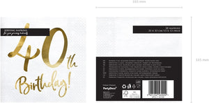 PartyDeco Servietten Birthday Gold 40th. 33x33cm/20St.