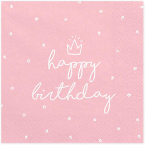 Servietten "Happy Birthday" 20Stk./33x33cm | Rosa