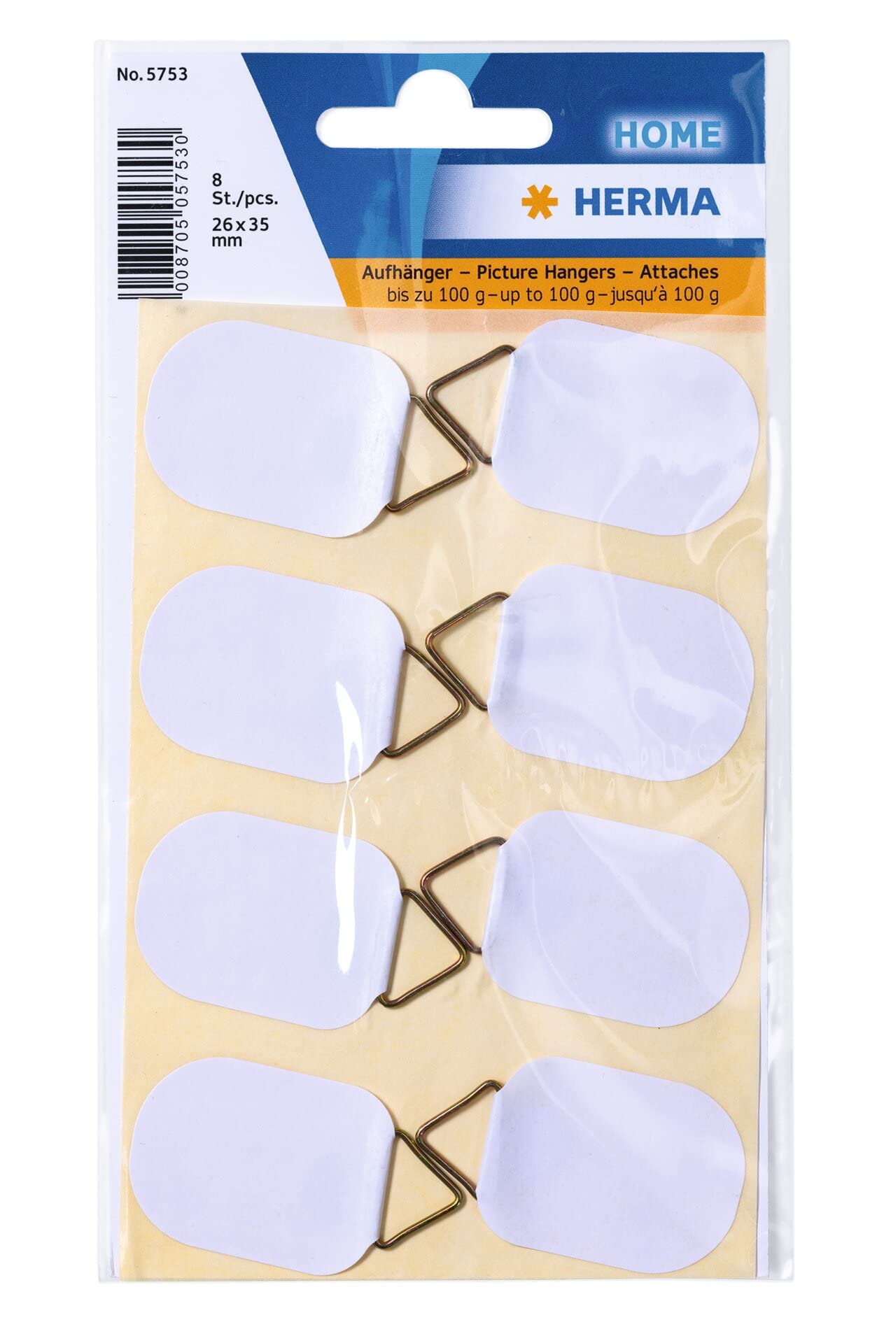 HERMA Bildaufhänger zum Kleben weiß groß, 6 Stück, Ø 55 mm, selbstklebend, Drahtseil Bildaufhängung ohne Bohren für die Wand, starke Papier Draht Aufhänger für Bilder Bilderrahmen bis 1200 g
