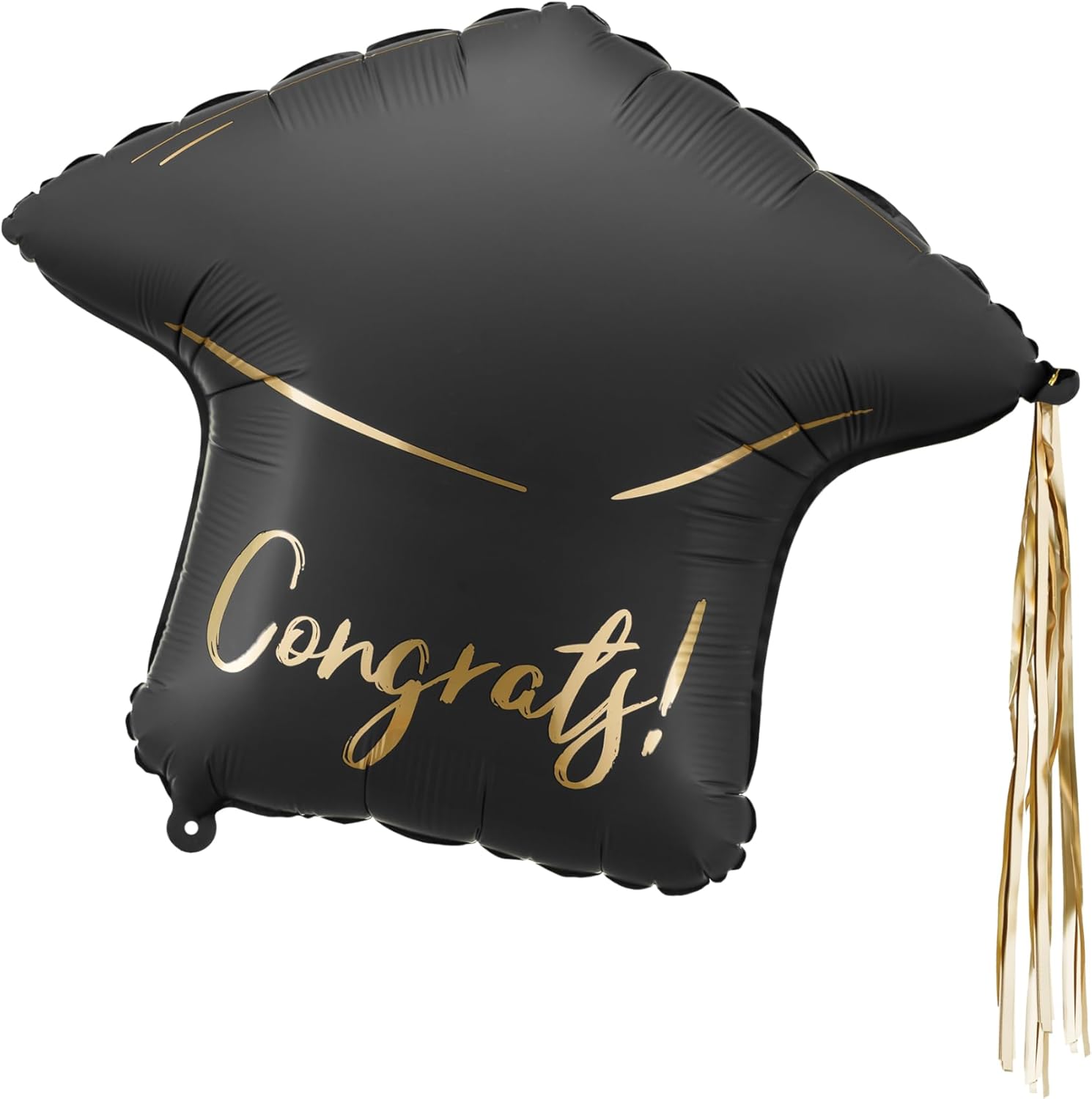 Folienballon in Mützen Form mit Congrats Schriftzug 53x44cm - Luftballon für Helium oder Luft - Kunststoffballon für besondere Anlässe Partys Geburtstagsfeiern - Ballon für Feste - Schwarz Gold