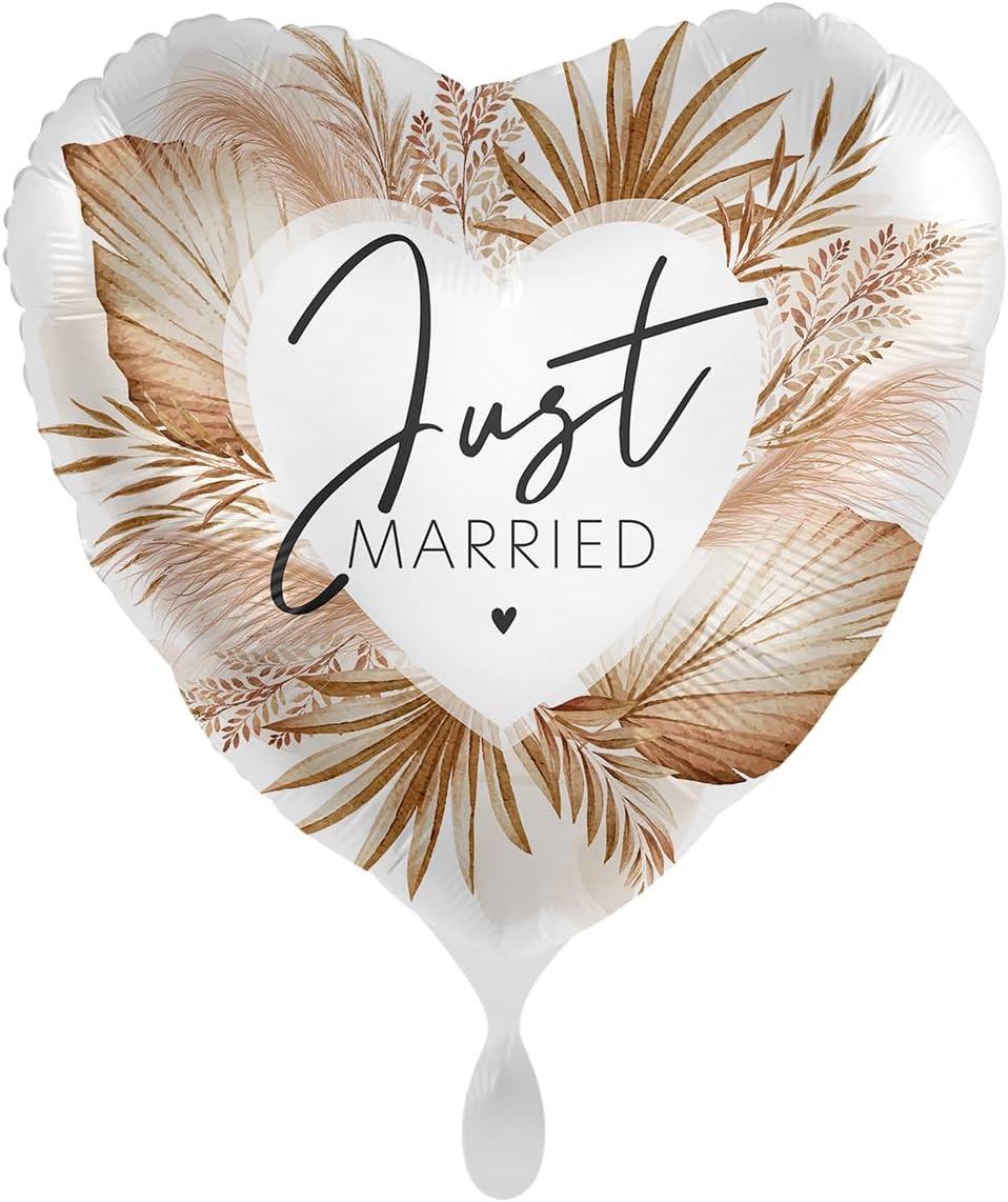 Hochzeitsballon Just Married Boho Stil Ø 43 cm Premium Satin Optik Heliumgeeignet Dekoballon Hochzeit Deko Geschenk 1 Stück