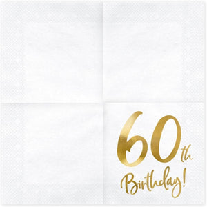 PartyDeco Servietten Birthday Gold 60th. 33x33cm/20St.
