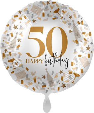 Helium Folienballon von 18 bis 80 als Deko oder Geschenk für Geburtstag und Jubiläum | 43cm groß | Zahlen Partydeko Party Deko Happy Birthday, Edition: 50. Geburtstag