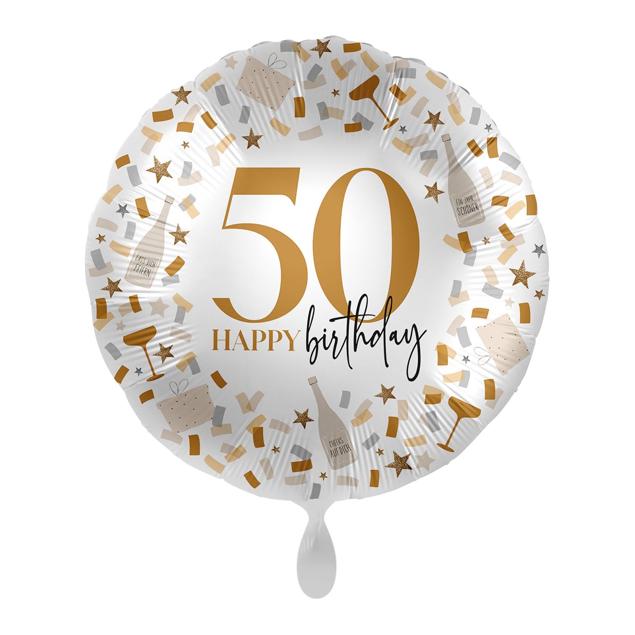 Helium Folienballon von 18 bis 80 als Deko oder Geschenk für Geburtstag und Jubiläum | 43cm groß | Zahlen Partydeko Party Deko Happy Birthday, Edition: 50. Geburtstag
