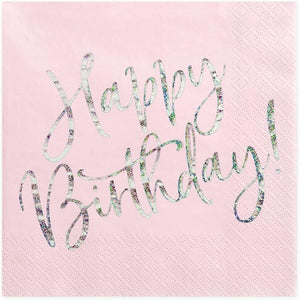 PartyDeco Servietten Happy Birthday 20 Stück 33x33cm 3-lagig Papierservietten Geburtstagsservietten