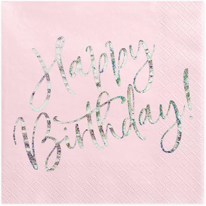 PartyDeco Servietten Happy Birthday 20 Stück 33x33cm 3-lagig Papierservietten Geburtstagsservietten