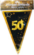 Udo Schmidt GmbH & Co Wimpelgirlande 50" Schwarz Gold zum 50.Geburtstag Party Dekoration Geburtstags Deko, 15 Wimpel