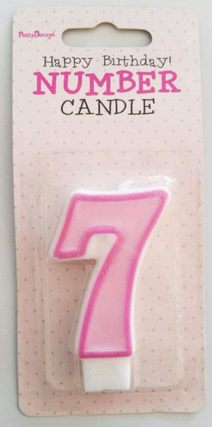 PartyDeco Kerze Nummer 7, Rosa