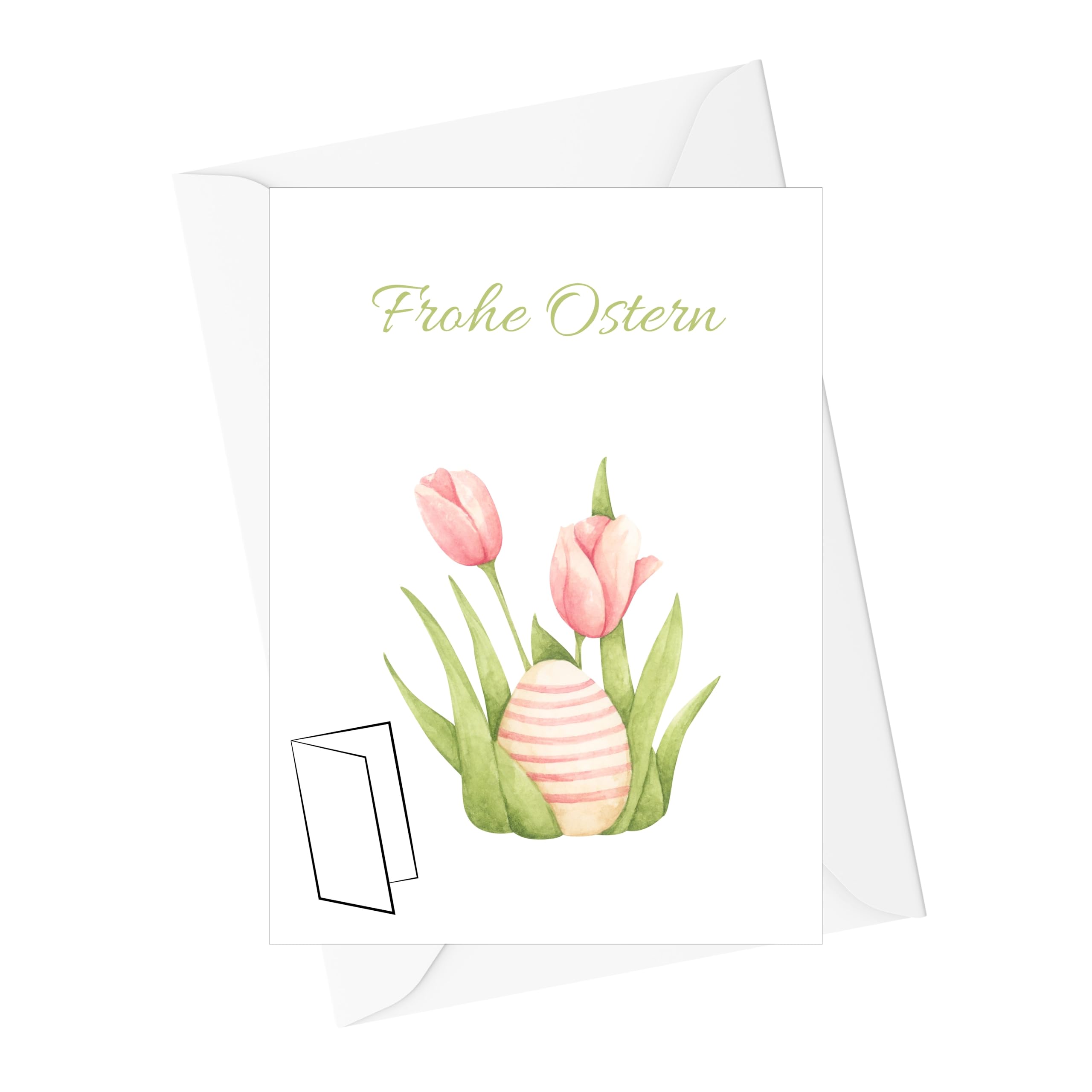 Grußkarten Ostern mit Umschlag | Hochwertige Klappkarte Osterkarte | Ideale Größe DIN A6 | 120g | Made in EU (Hase mit rundem Ei)