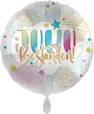 Ballon - Juhu Bestanden! - Gelb, Rund, 43cm, 1 Stück, Allgemeine Feier, Kinder, Familien, Unisex, Allgemein