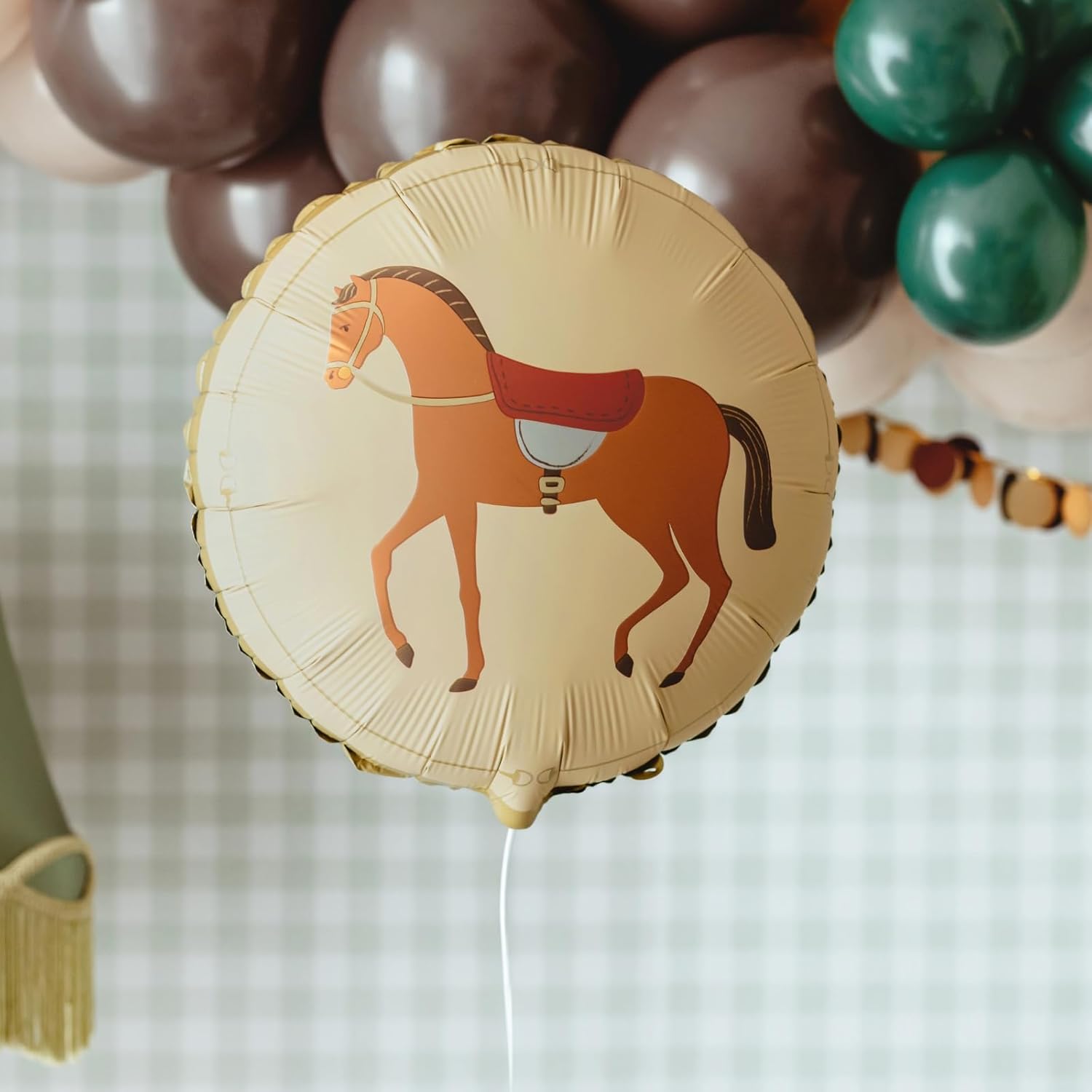 Runder Folienballon Pferd – Farbmix – 45 cm – Luft & Helium – Wiederverwendbar