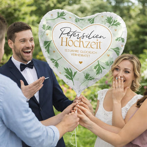 Herz-Folienballon * PETERSILIEN HOCHZEIT * als Deko und Geschenk zum 12,5 Jahre Hochzeit | Größe: 43cm | Partydeko Luftballon Ballon Petersilienhochzeit