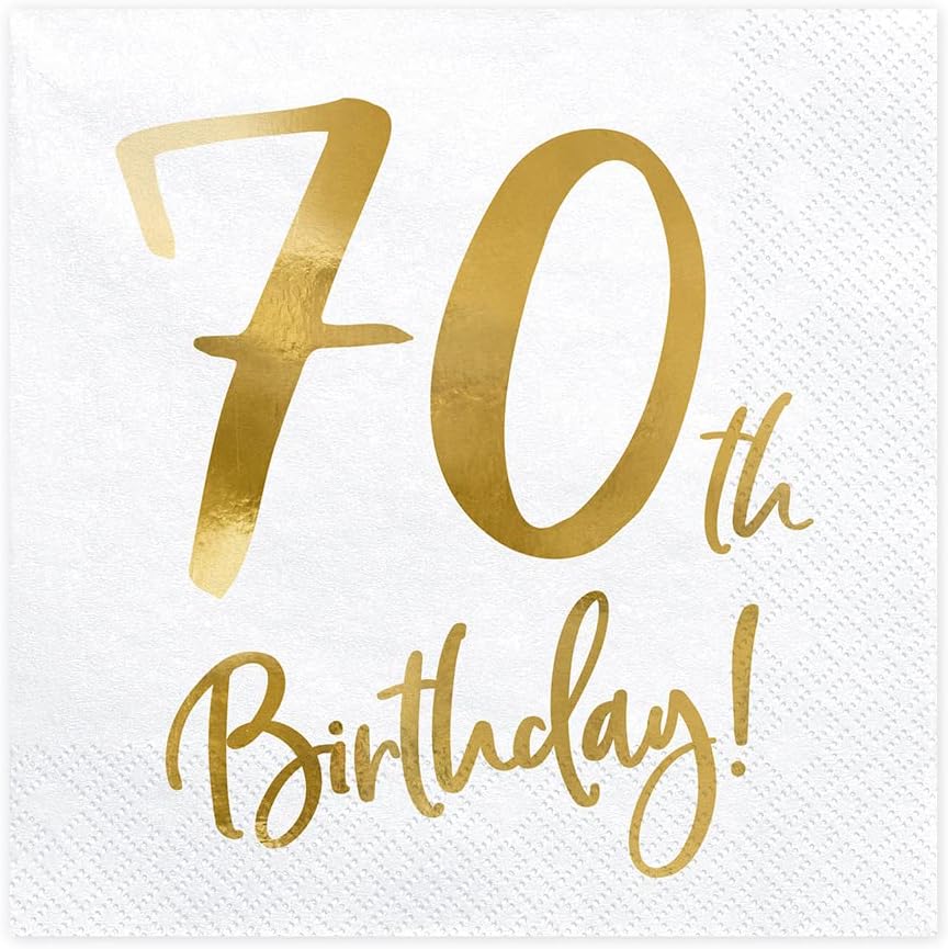 PartyDeco Servietten 70.Geburtstag 20 Stück 33x33cm 3-lagig Papierservietten Geburtstagsservietten
