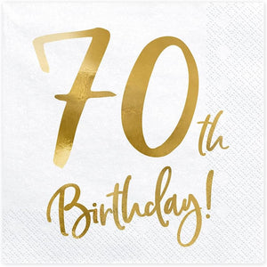 PartyDeco Servietten 70.Geburtstag 20 Stück 33x33cm 3-lagig Papierservietten Geburtstagsservietten