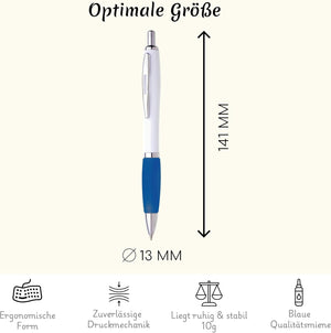 10 Kugelschreiber Hochwertige Blaue Tinte Ergonomisch Premium Qualität für Büro Schule und Haushalt (Blau)