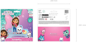 Folienballon Gabby's Dollhouse 92x90,5cm stehend - Ballon für Luft - Kindergeburtstag Mädchen Partydeko - Folienluftballon Geburtstagsdeko - Blau Rosa