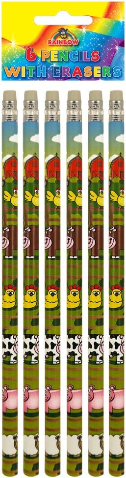 6 Bauernhoftier Bleistifte mit Radierer (Farm animal pencils)