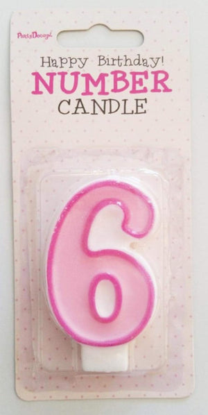PartyDeco Kerze Nummer 6, Rosa
