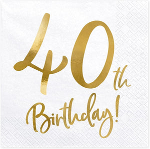 PartyDeco Servietten Birthday Gold 40th. 33x33cm/20St.