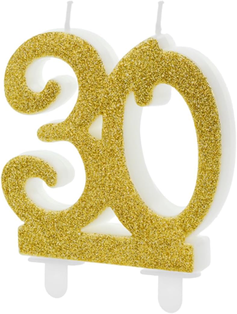 Geburtstagskerze Glitter Gold - 10 cm | Ziffer ''30''