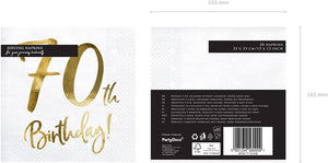 PartyDeco Servietten 70.Geburtstag 20 Stück 33x33cm 3-lagig Papierservietten Geburtstagsservietten