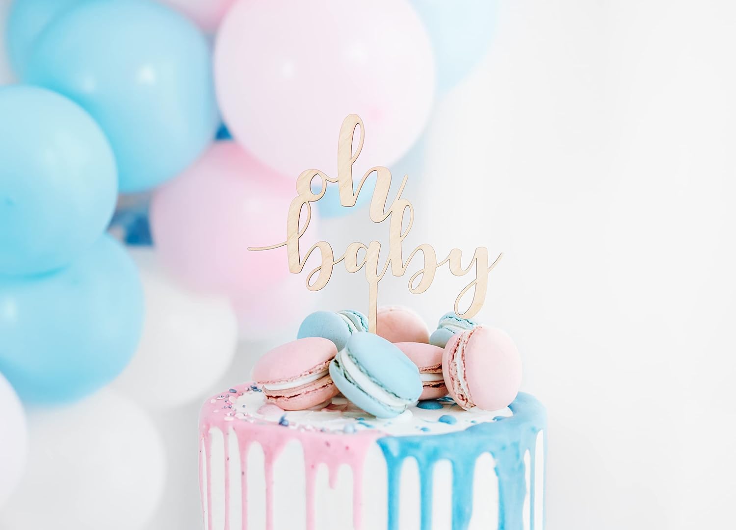 Torten Topper "oh baby" Tortenstecker Kuchenaufsatz aus Holz für Babyparty Geburtstag uvm