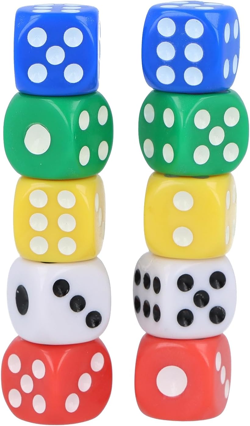 HENBRANDT Sechsseitiges Würfelset Farbiges Würfelspiel (D6) 10er-Pack