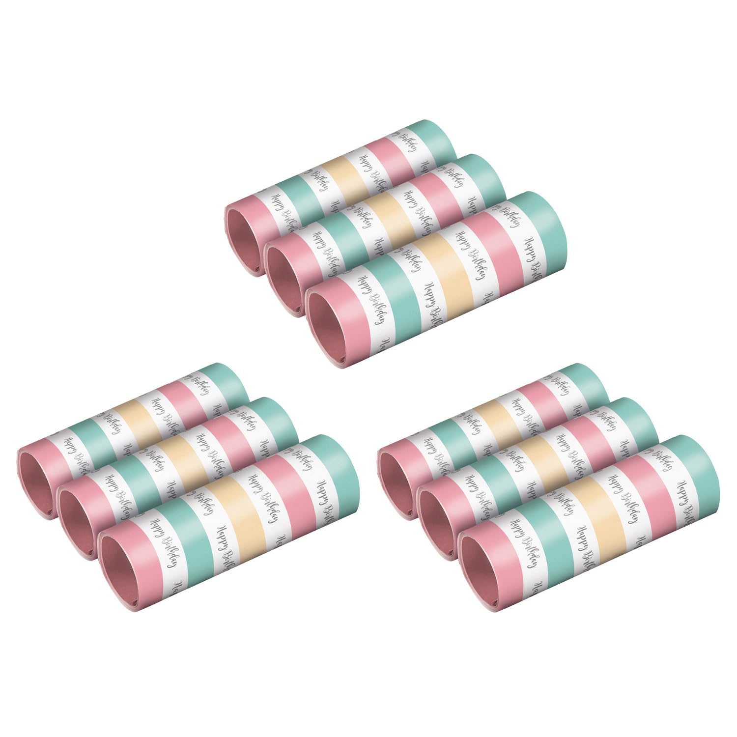 Amscan - Luftschlangen Happy Birthday, 3 Packungen, pastellfarben, Partydeko, Geburtstag