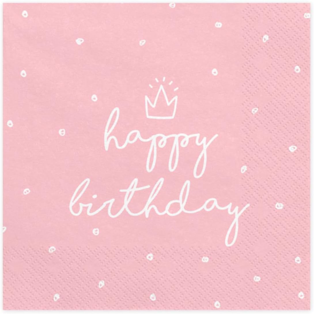 Servietten "Happy Birthday" 20Stk./33x33cm | Rosa