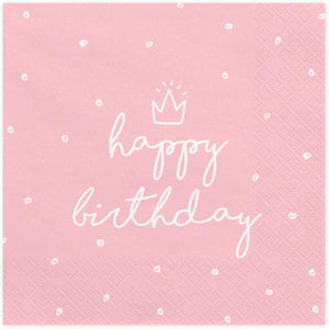 Servietten "Happy Birthday" 20Stk./33x33cm | Rosa