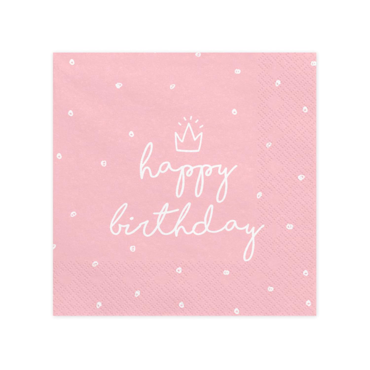 PartyDeco Happy Birthday Weiße Servietten 33x33cm 20 Stk. Geburtstag