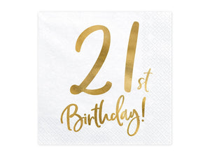 Party Deco Servietten für Geburtstag - 18th Birthday - 18. Geburtstag mit Goldschrift, 33 X 33 cm - Geburtstagsdeko Papierservietten für Event, Geburtstagparty, Jubiläum, Geburtstagsfeier