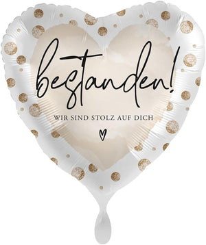 Folienballon Herzballon bestanden! Wir sind stolz auf Dich, ca. 43 cm - 81153