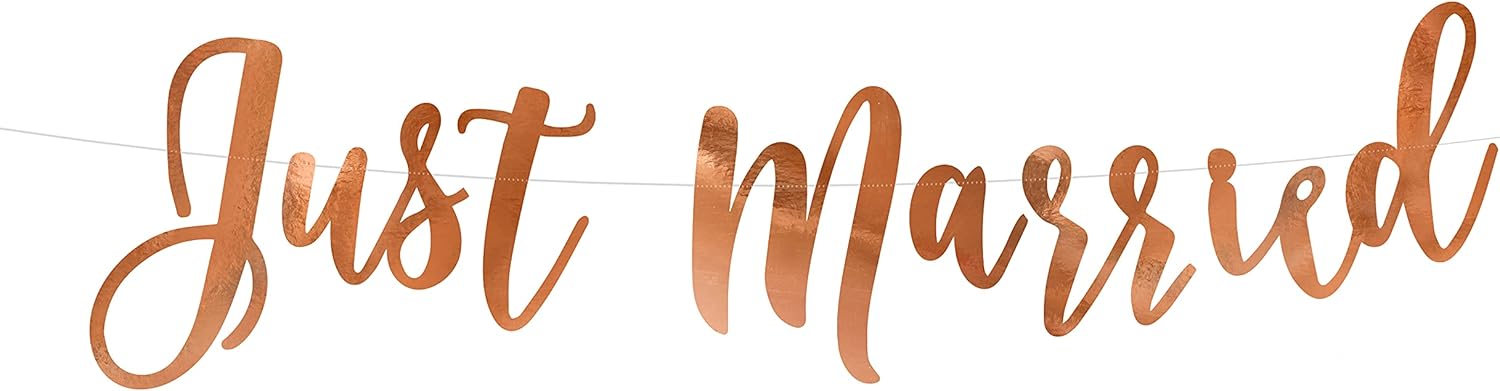 Partydeco Banner Just Married Rosegold