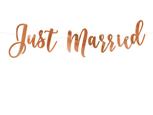 Partydeco Banner Just Married Rosegold