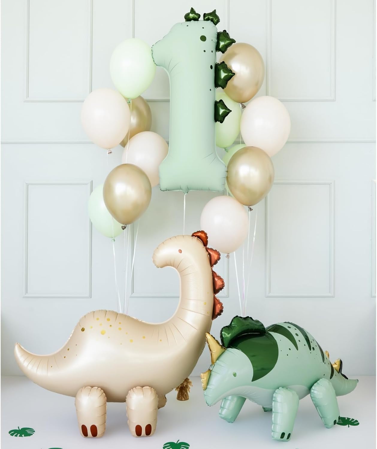 Folienballon Ziffer 1 Zahlenballon 92cm Dinosaurier - XXL Ballon für Helium oder Luft - großer Luftballon für Geburtstag Jubiläum Babyparty - Folienluftballon als Geburtstagsdeko Partydeko - Mintgrün