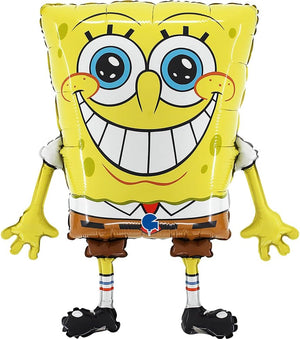 Grabo SpongeBob Ballon. Ballon für Kinderfeste in Form von SpongeBob, aus Folie mit Röhrchen zum Aufblasen. Bunte Ballons, hergestellt in Italien, 44x47 cm