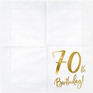 PartyDeco Servietten 70.Geburtstag 20 Stück 33x33cm 3-lagig Papierservietten Geburtstagsservietten