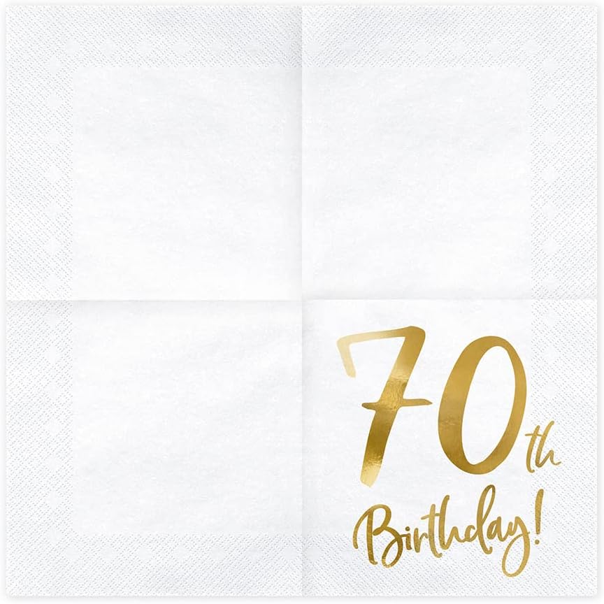 PartyDeco Servietten 70.Geburtstag 20 Stück 33x33cm 3-lagig Papierservietten Geburtstagsservietten
