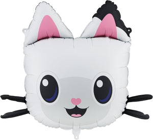 Folienballon Panda Pfötchen 65x57cm Gabby's Dollhouse - Ballon für Helium oder Luft - Kindergeburtstag Partydeko - Pandy Paws Folienluftballon Geburtstagsdeko - Weiß Schwarz