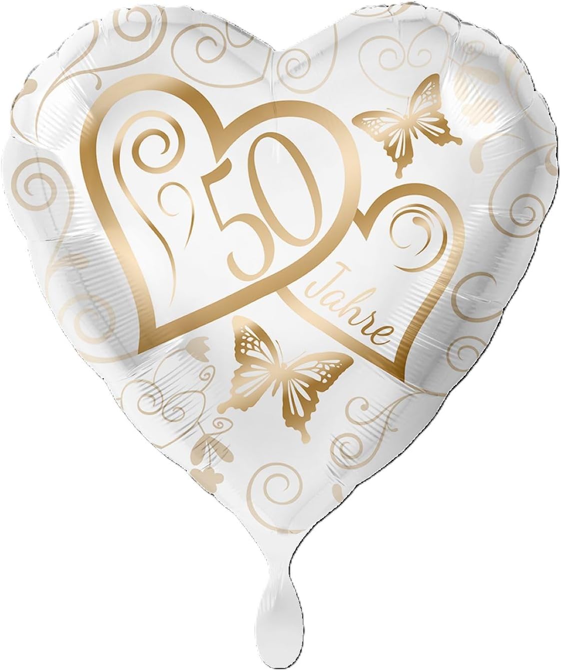 1 Folienballon Goldene Hochzeit Herz ca. 43 cm ungefüllt Ballongas geeignet