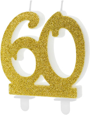 Geburtstagskerze Glitter Gold - 10 cm | Ziffer ''60''