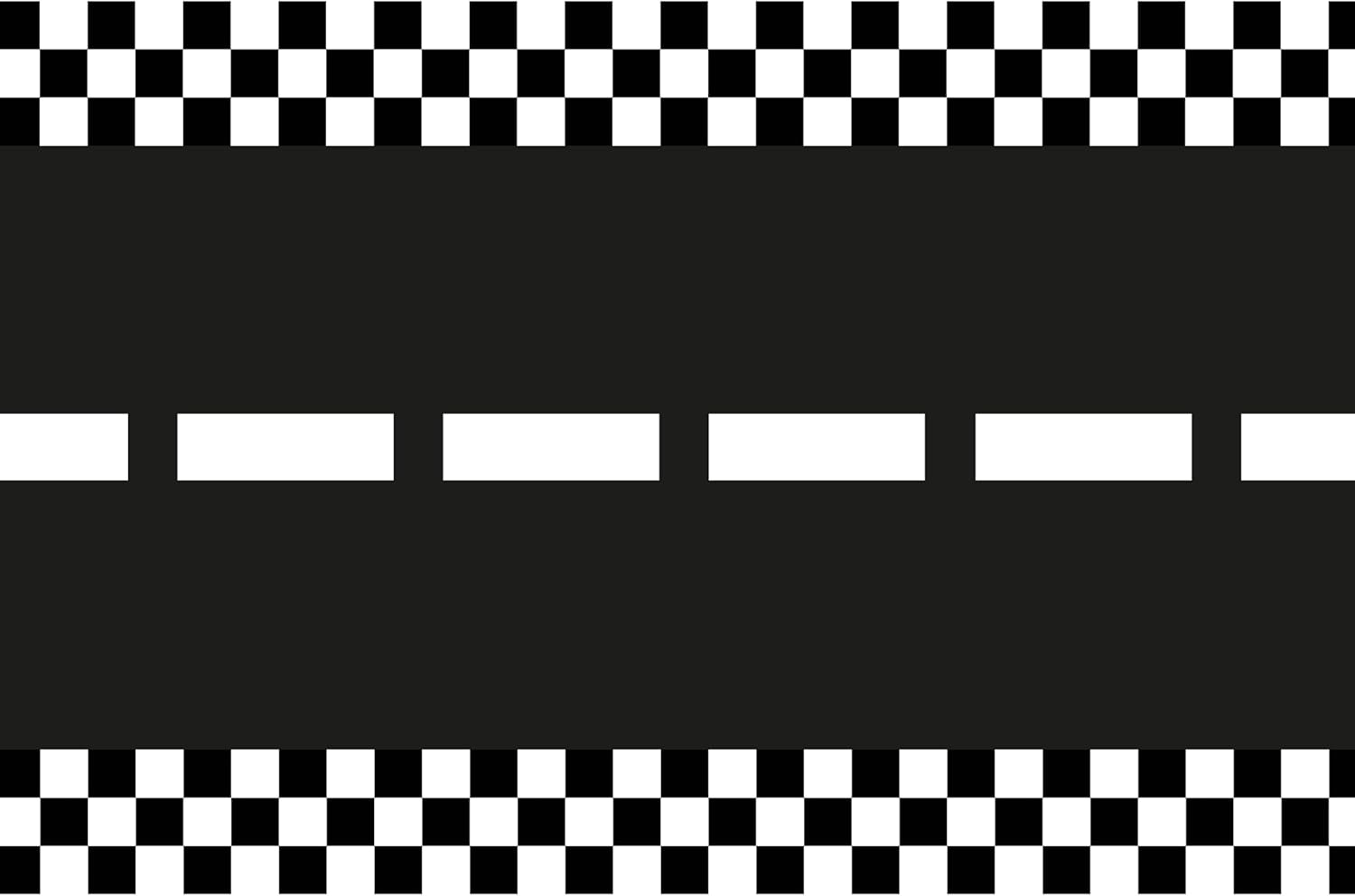 Tischläufer Rennstrecke 40x500cm Vlies - Deko Tischband Rennbahn mit Mittelstreifen und Streckenbegrenzung - Tischdeko Bodendeko Kindergeburtstag Party