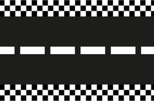 Tischläufer Rennstrecke 40x500cm Vlies - Deko Tischband Rennbahn mit Mittelstreifen und Streckenbegrenzung - Tischdeko Bodendeko Kindergeburtstag Party