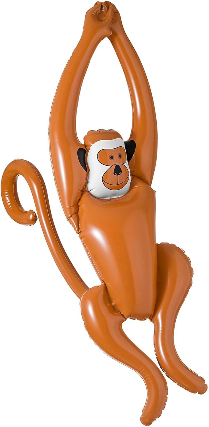 W WIDMANN MILANO Party Fashion 2467Y - Aufblasbarer Affe, ca. 90 cm, Dschungel, Partydeko, Fasching, Karneval, Mottoparty