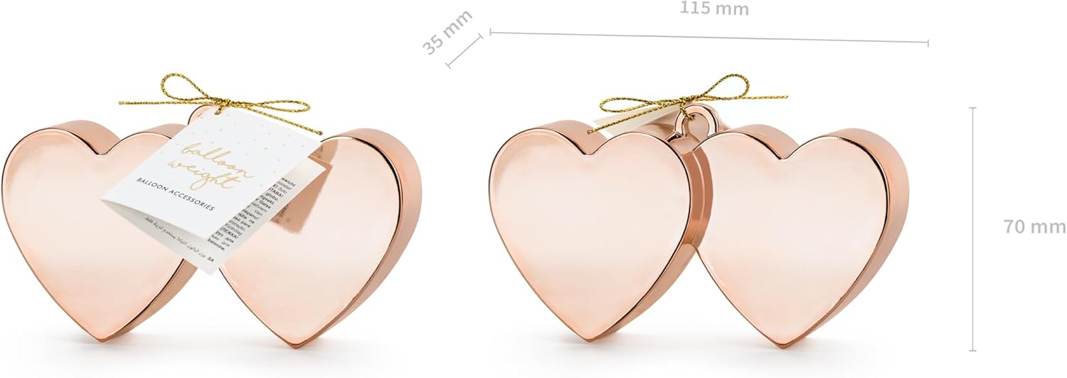 Ballongewicht Herzen 11,5x6cm - Beschwerer Gewichte für Helium Ballons Luftballons Heliumballons - Ballonhalter Ballonbeschwerer zur Hochzeit - Hochzeitsdeko & Partyzubehör - Rosegold