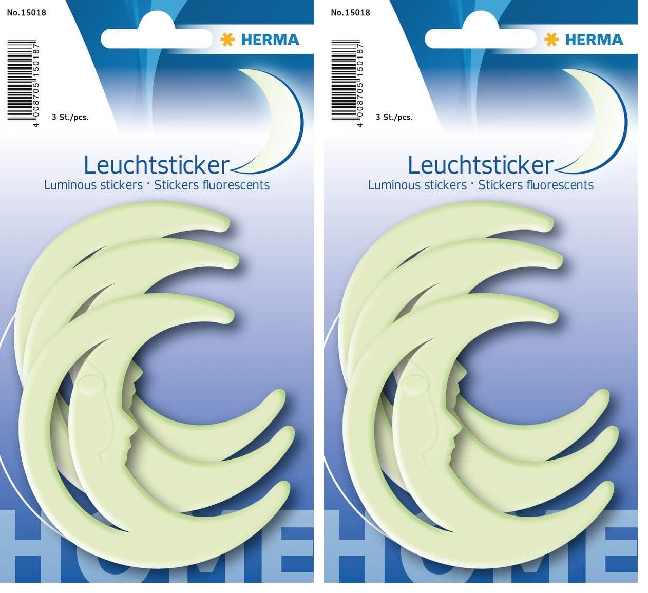HERMA 15019 Leuchtsterne Kinderzimmer klein mini, 12 Stück, selbstklebend, leuchtende Sterne Aufkleber Wandsticker, Leuchtsticker aus Plastik zur Sternenhimmel Dekoration für Kinder Mädchen Jungen